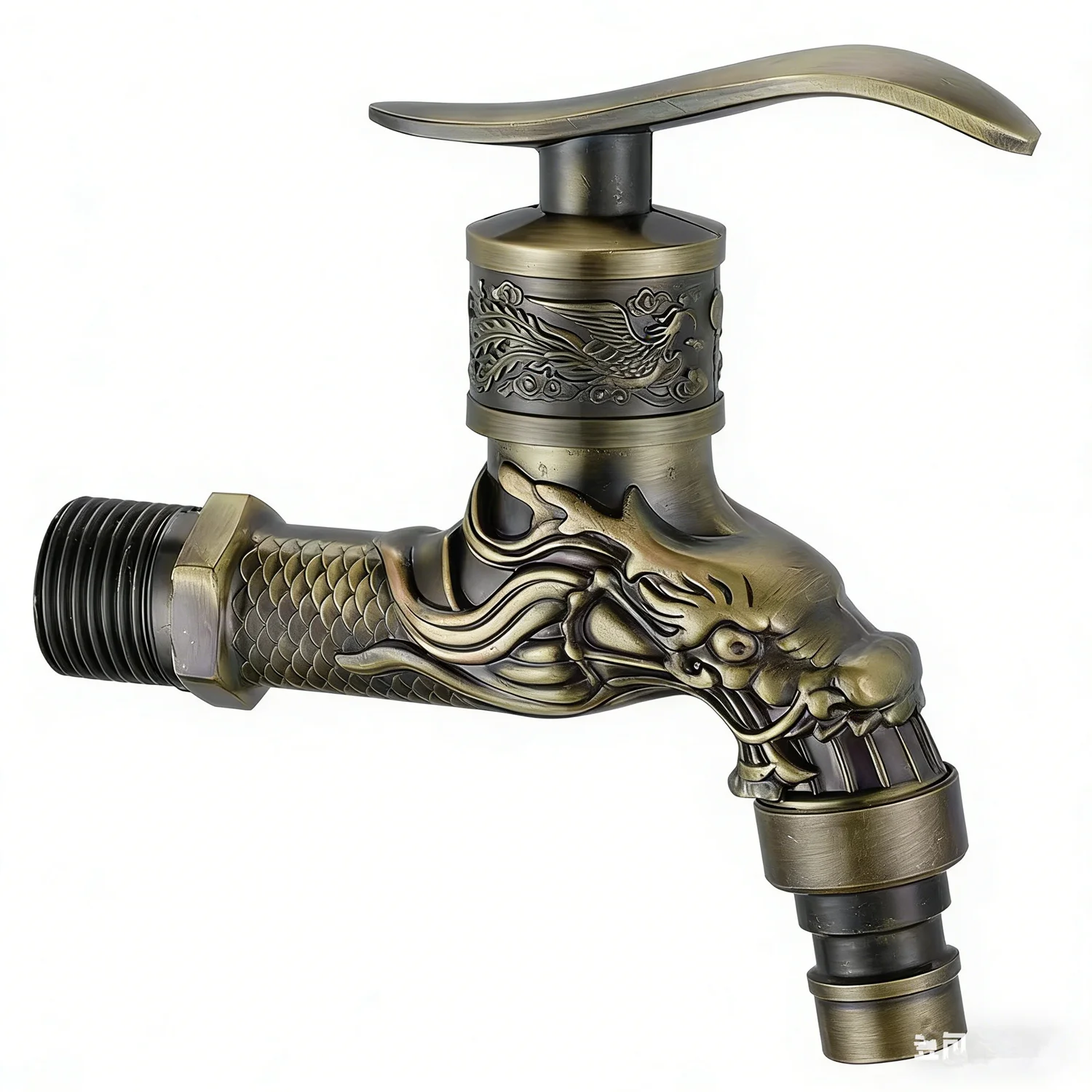 2026 Carved Wall Mount Zinc Alloy Antique Bronze Bibcock Decorative Outdoor Garden Washing Machine Faucet Small Tap
