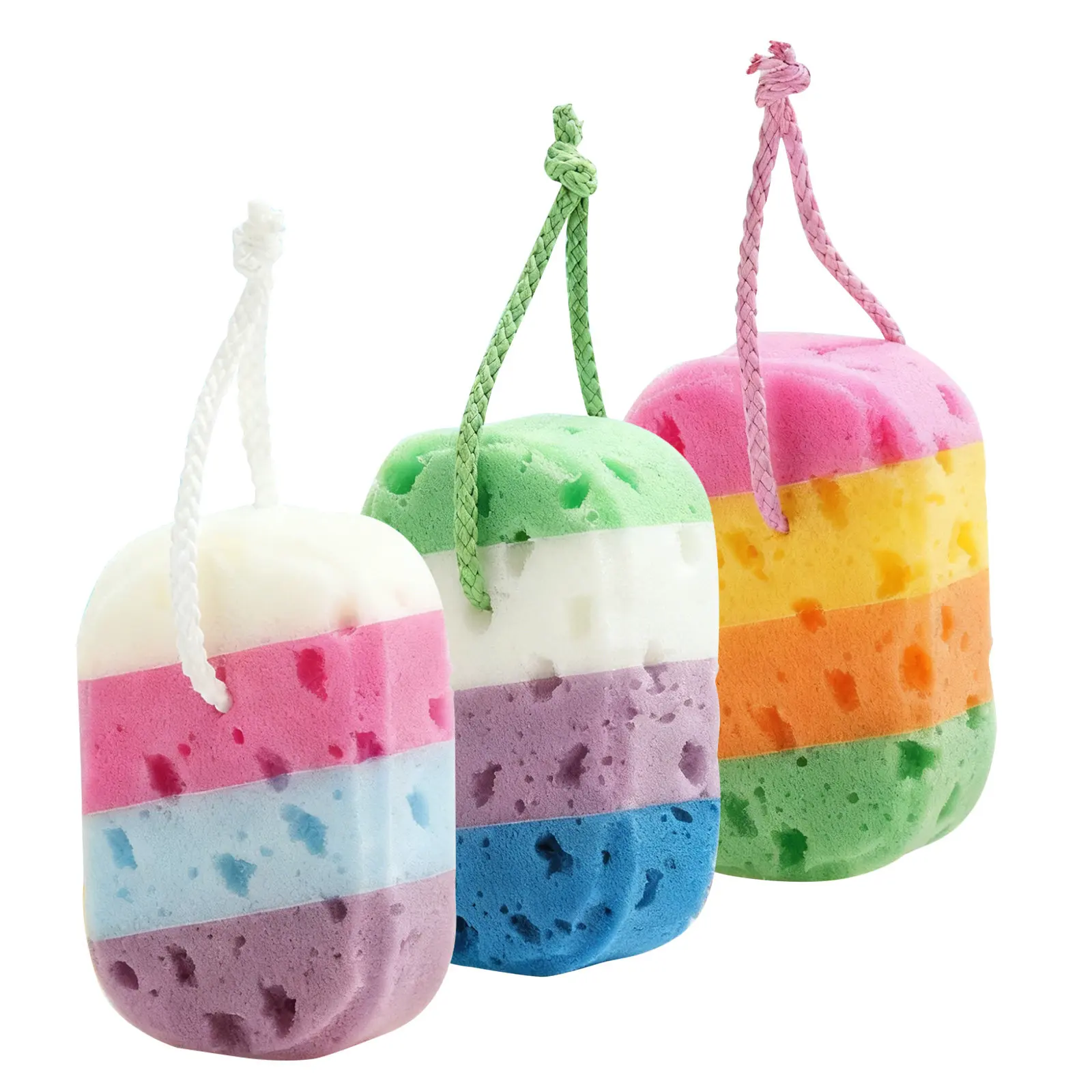 

Набор из 4 разноцветных мягких губок-мочалок для душа с сотовой структурой, сетчатые губки для мытья тела, пенообразующие губки для спа-процедур и отшелушивания