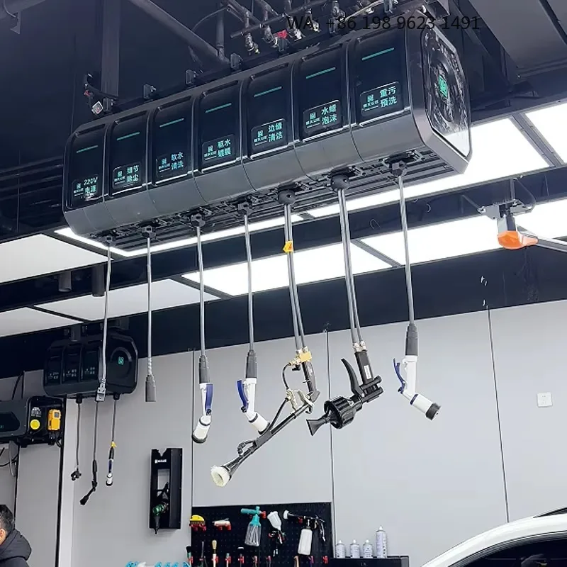 Commercial  Car Wash Multi-Station Cleaning System Professional Auto Detailing Equipment 7-in-1 Automatic Hose Reels