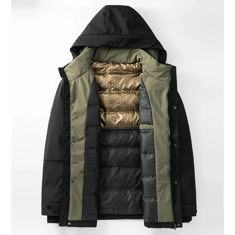 Oversized Men's 90% White Duck Down Jackets Winter Outdoor Windproof Warm Hooded Puffer Coat Loose Thicken Padded Parka Clothing
