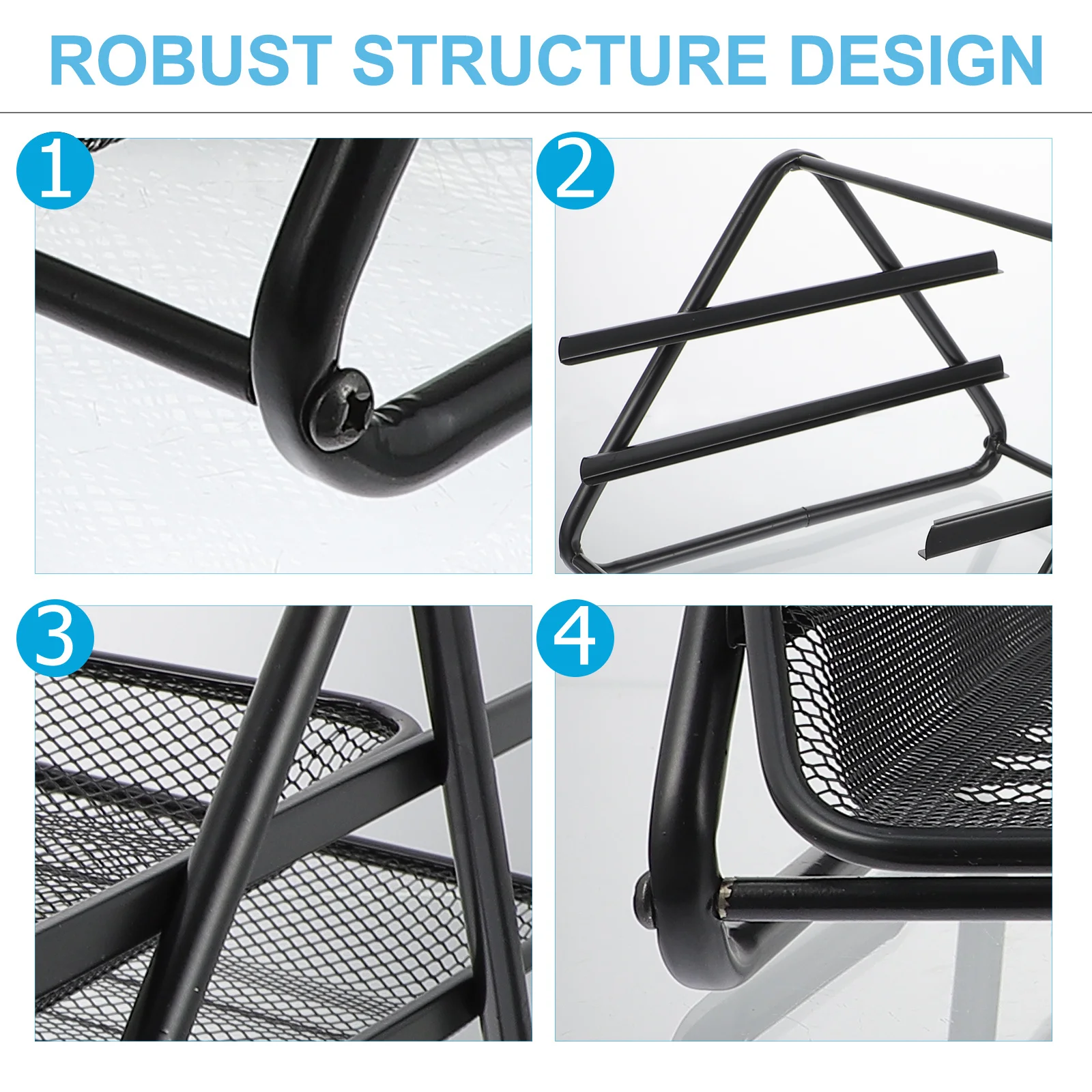 

1Pcs Two Layers File Organizer Rack Metal Desktop Storage Tray Office Document Holder Stackable Desk Organizer Black