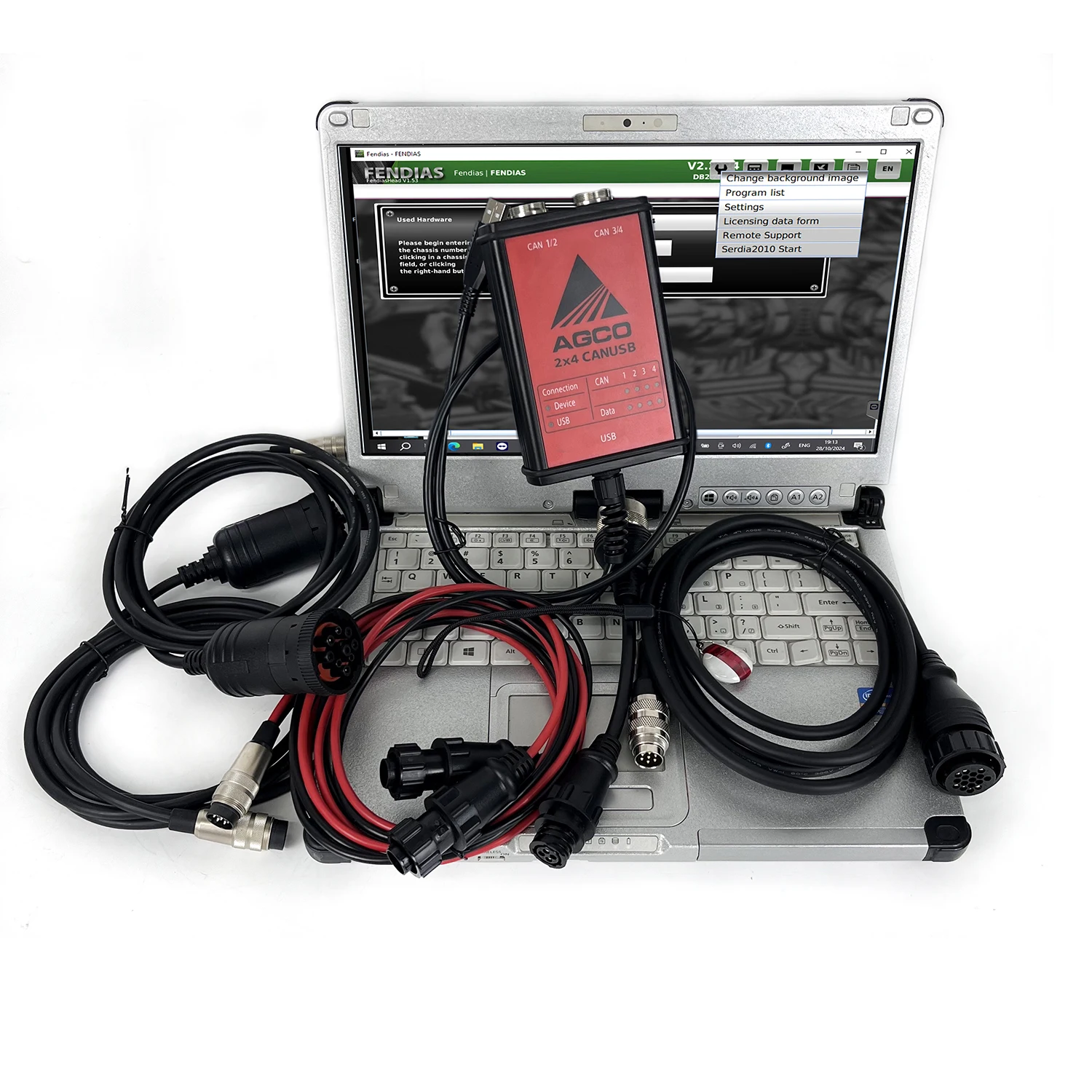 for AGCO Diagnostic Kit AGCO EDT CANUSB Interface for Agricultural Tractor Diagnostic Tool with key dongle +CF19/C2 laptop