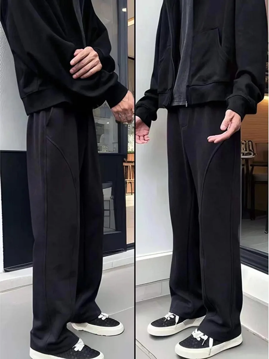 

Мужские спортивные штаны American Sle Bla с изогнутыми лезвиями, зимние теплые спортивные штаны на подкладке Fce, расклешенные повседневные прямые брюки Cleanfit...