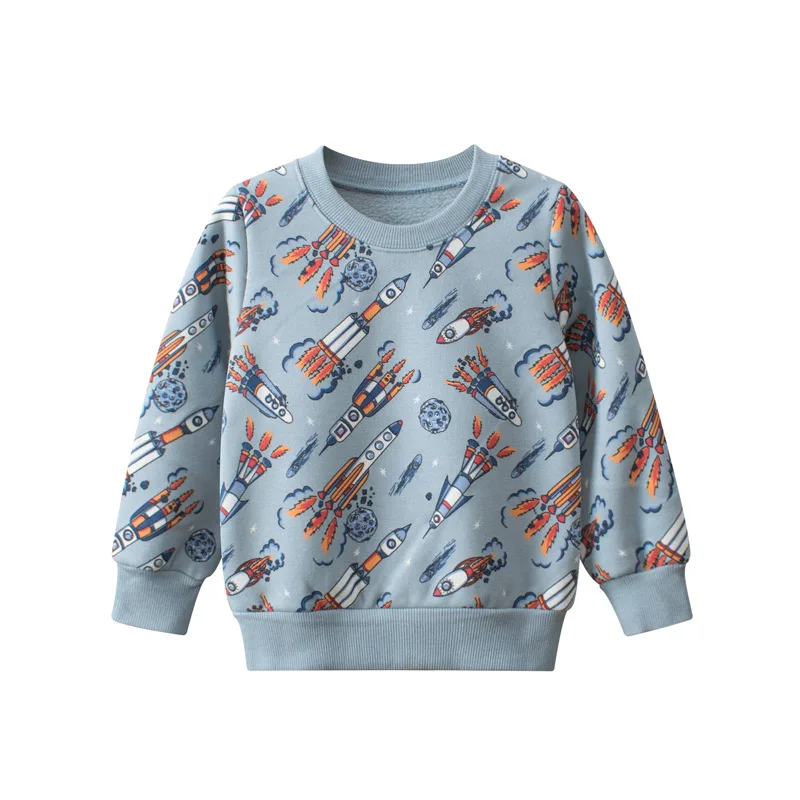 Rocket Fleece Sweatshirts for Boys Cotton Winter Toddler Kids T-shirts Long Sleeve Tops Children's Clothes