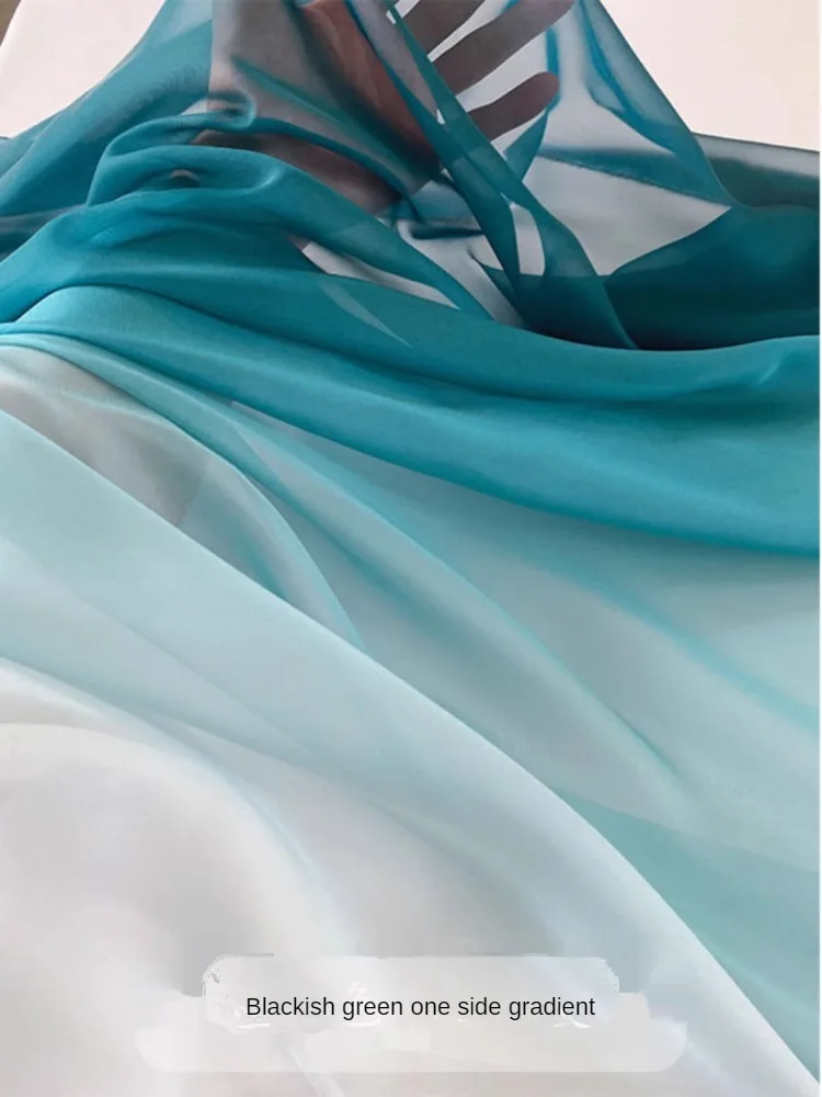 30D Gradient Chiffon Fabric By The Meter for Dress Skirts Clothes Wedding Diy Sewing Needlework Cloth Thin Transparent Soft Blue