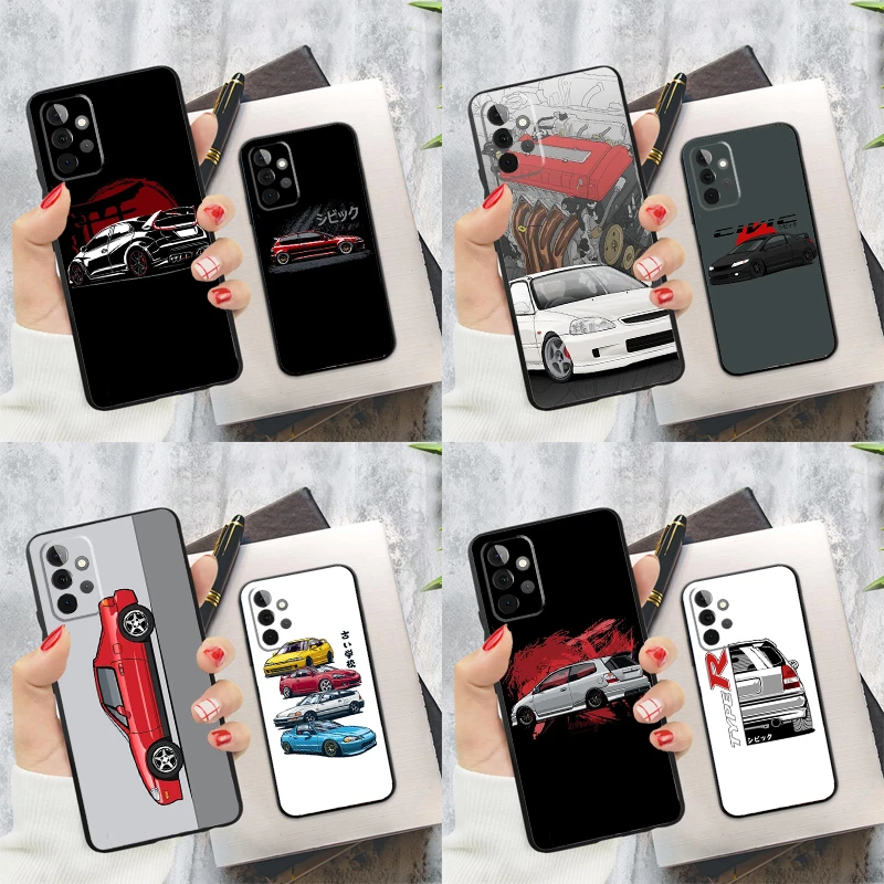 JDM Type R Civic Sport Car Cover For Samsung Galaxy A55 A35 A25 A15 A52 A32 A12 A14 A34 A54 A51 A71 A13 A33 A53 Case