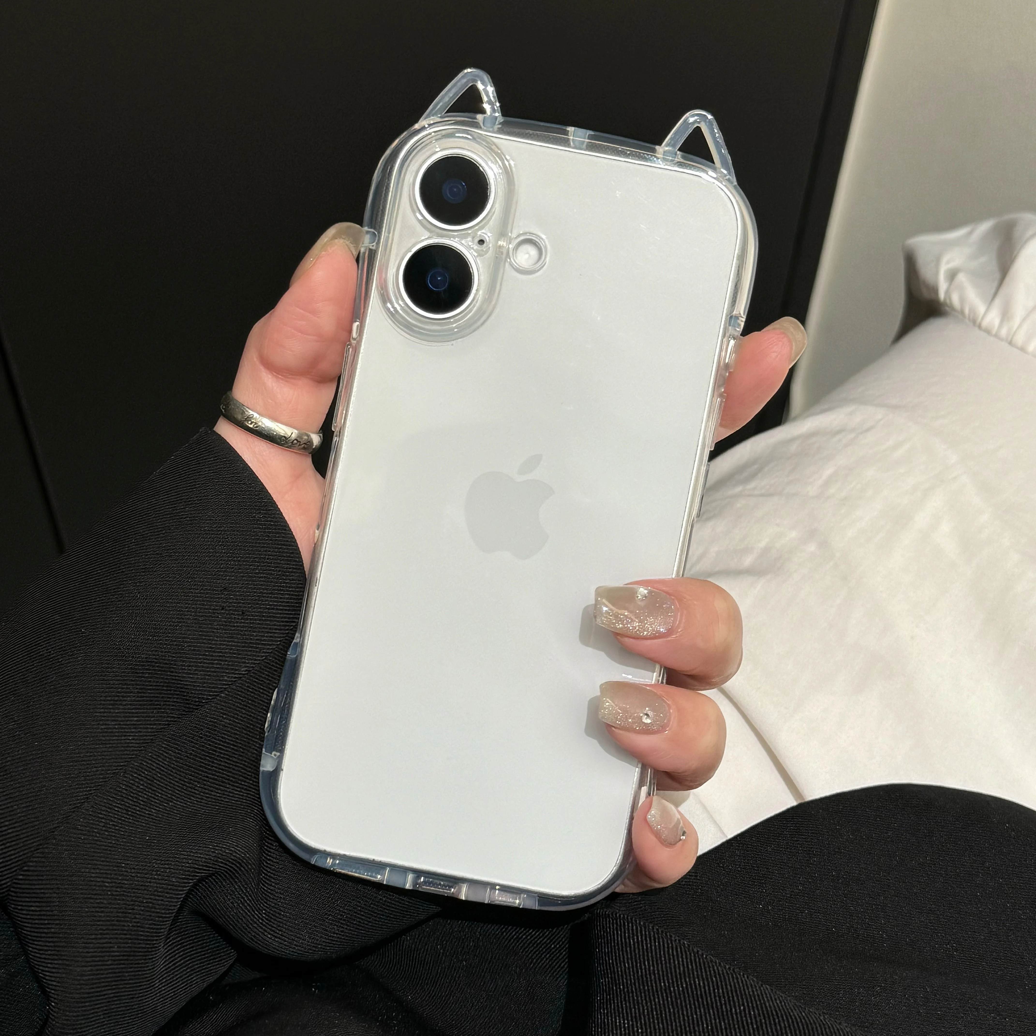 Cute Cartoon Cat Ear Silicone Phone Case For iPhone 17 Air X