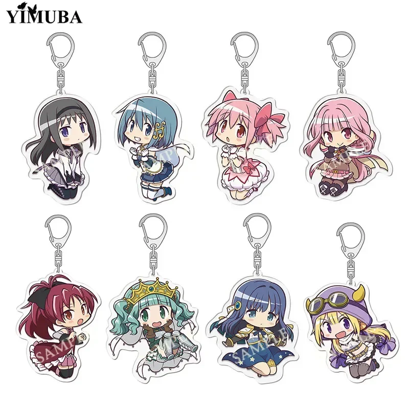 Novo anime rosa puella magi madoka magica chaveiro kaname akemi homura miki sayaka tomoe mami kyoko chaveiro anel para fãs presentes