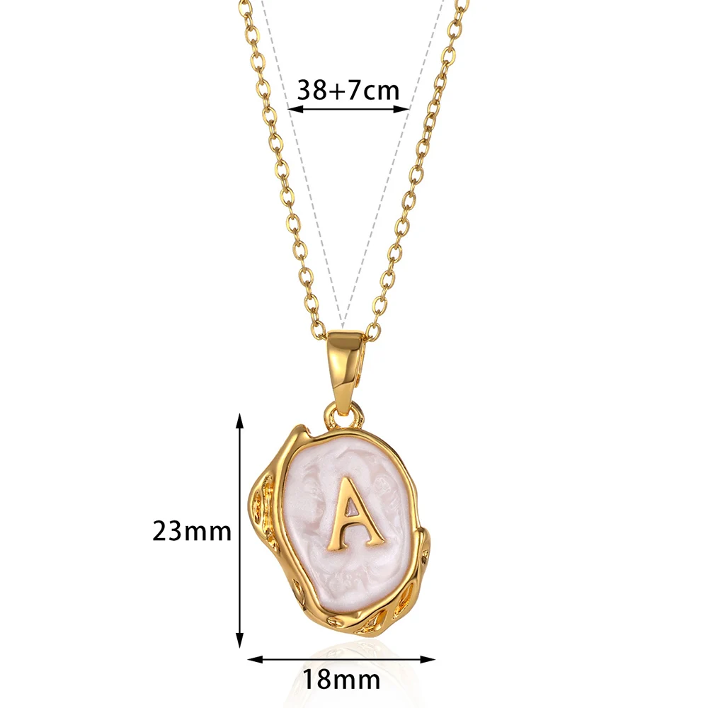 Irregular Initial A-Z Letters Pendant Necklace For Women Vintage Oil Dripping Shell Necklace Fashion Jewelry Gift