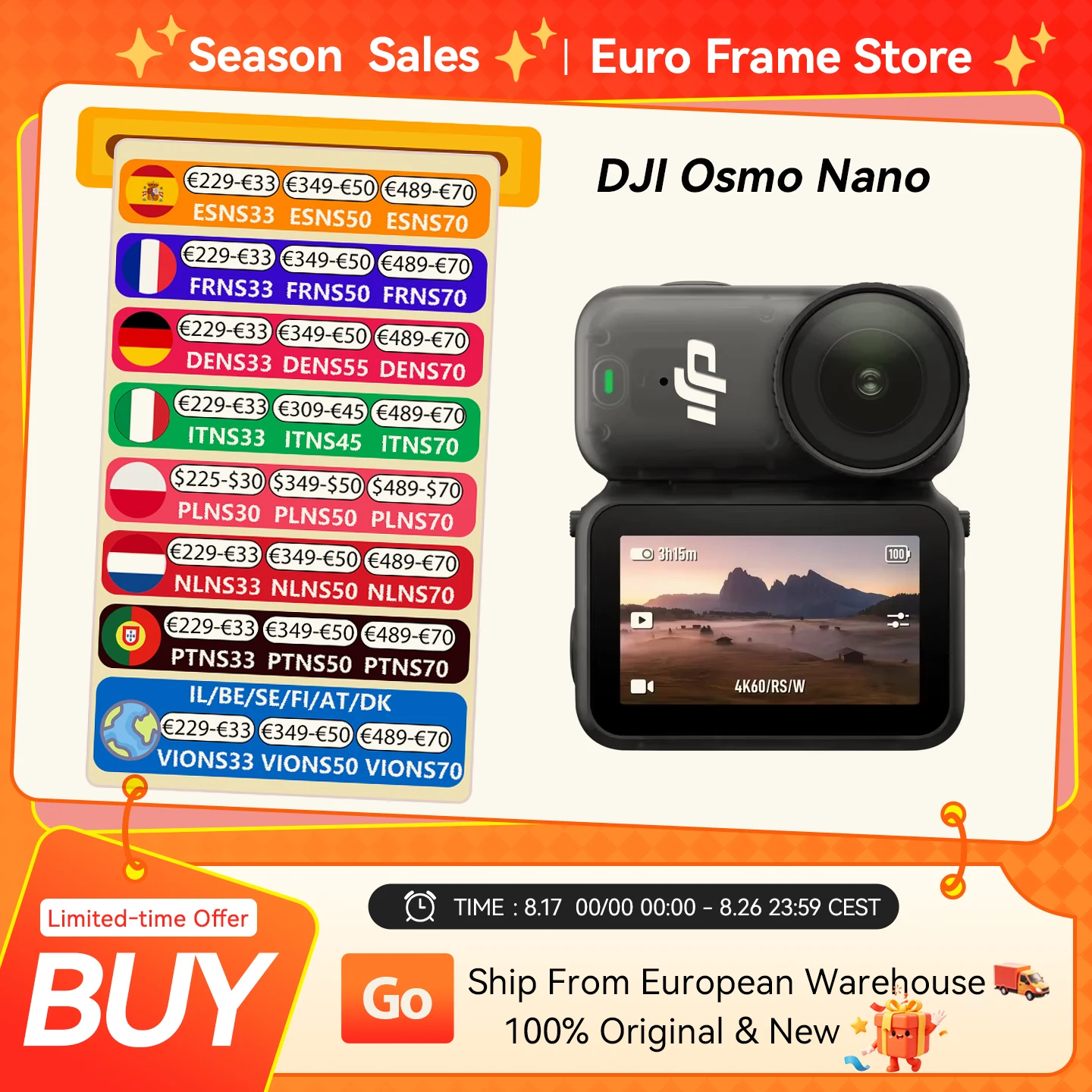 DJI Osmo Nano Standard-Bundle Kleine 4K/60fps Vlog-Kamera & 143 °   Weites Sichtfeld, brandneuer 1/1,3''-Sensor, duales DJI-Mikrofon