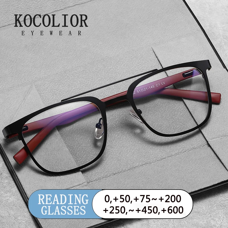 

Vintage Stainless Steel Alloy Anti Blue Light Reading Glasses for Men and Women Photochromic High-quality Presbyopic Glasses