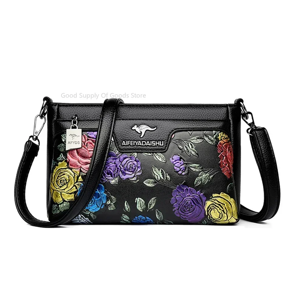 

Women Floral Patterned Shoulder Bags High Quality Leather Crossbody Bag Elegant Ladies Commuting Handbags Versatile Stylish Sac