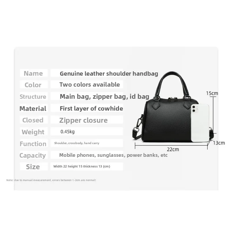 Minimalist Shoulder Bag Sophisticated Timeless Work Crossbody Handbag for Women Top Grain Leather Solid Color Convertible Strap
