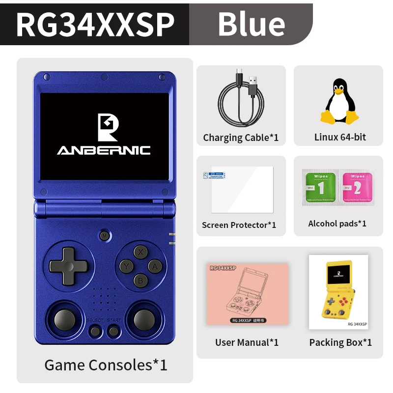 ANBERNIC RG34XXSP Flip Handheld Console 3.4'' IPS Screen Linux 64