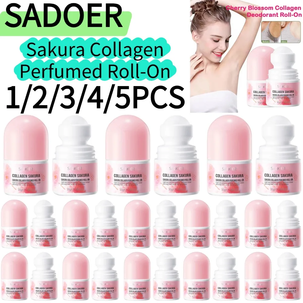 

SADOER Sakura Collagen Perfumed Roll-On: 48-часовое длительное устранение запаха и освежающий аромат, обогащенный освежающий состав, нелипкий, для ежедневного использования