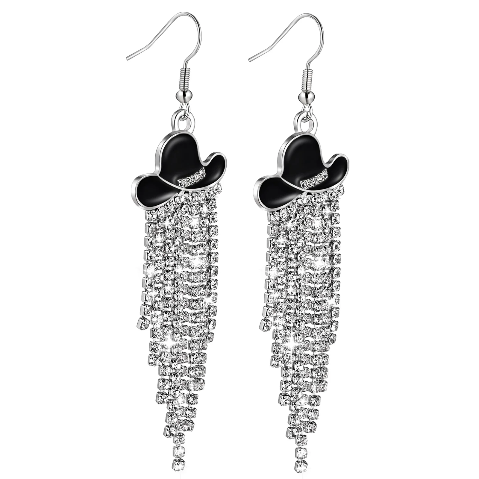 Tassel Earrings Western Cowboy for Women Sparkly Dangle Rural Jewelry Long Trendy Miss