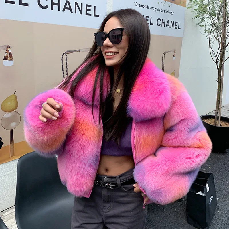 

Women Luxury Full Pelt Real Fox Fur Coat Lady Winter Fluffy Fur Jackets Turn Down Collar Top Quality Fox Fur Outerwear S3655