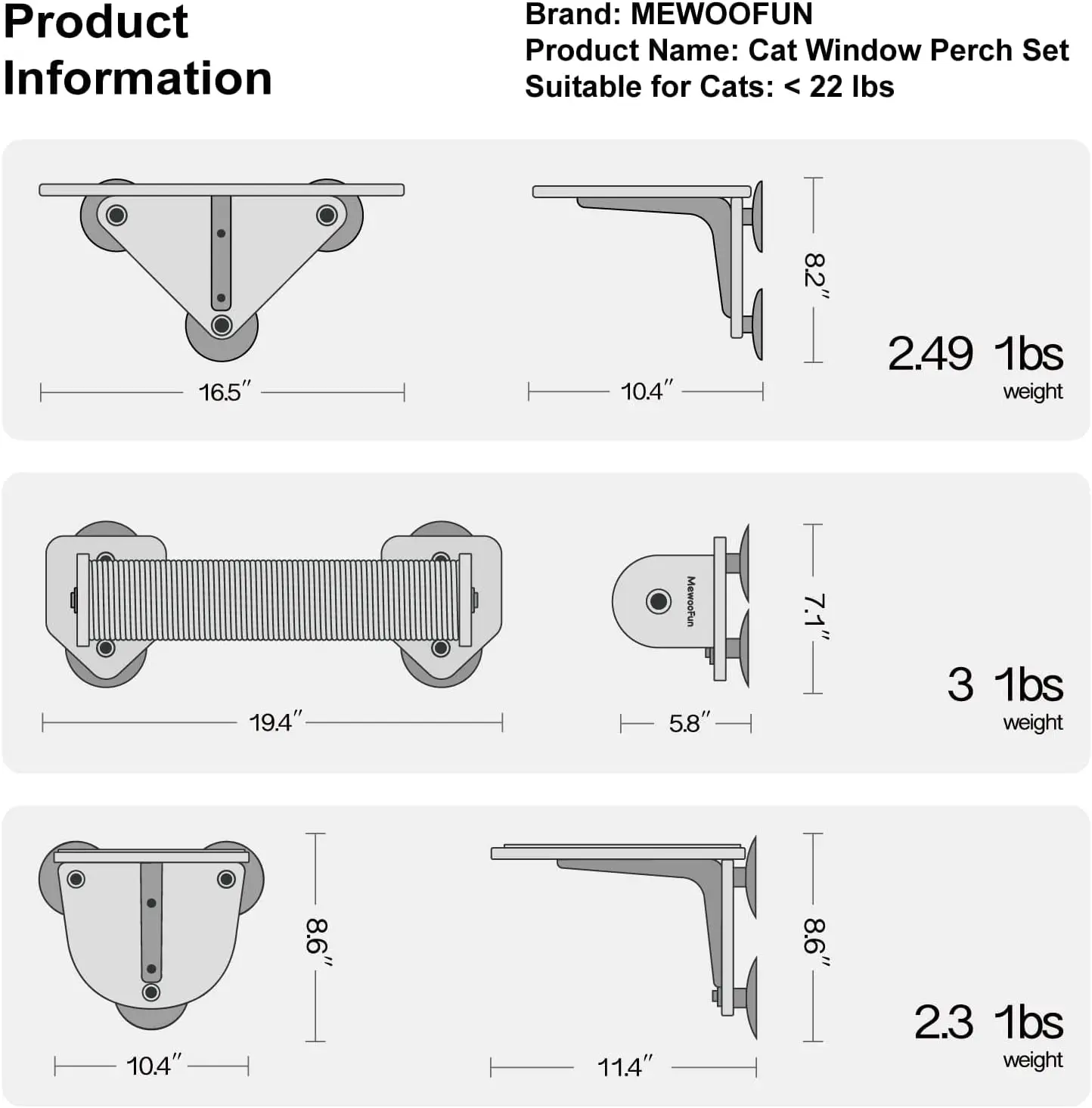 Mewoofun Hamaca con percha para ventana para gatos con escalones de escalada y poste rascador Cama para gatos montada en ventana de madera para gatos de interior