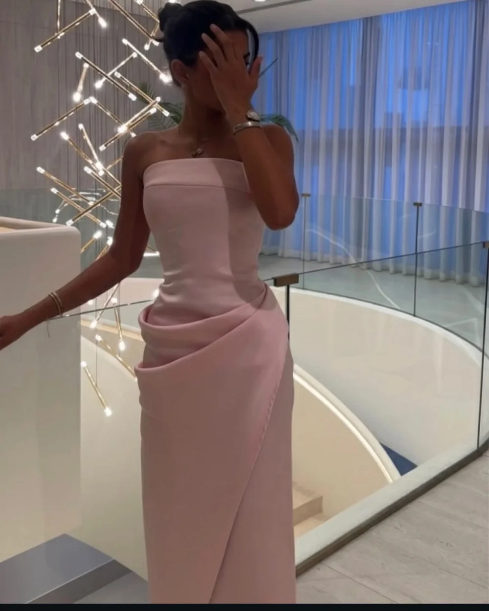 

Customized Sizes Available Simple Jersey Pleat Draped Straight Strapless Long Dresses Bespoke Occasion Dresses Exquisite Classic