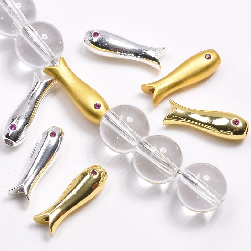 [YU] 10 قطعة الفولاذ المقاوم للصدأ الأسماك الخرز السحر فاصل فضفاض الخرز لصنع المجوهرات الحرف اليدوية سوار ذاتي الصنع إكسسوارات السائبة