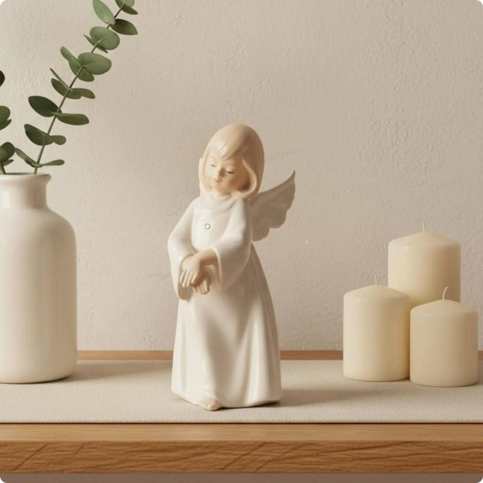 4 Pieces Ceramic Angel Figurine Cute Angel Figurine Cherub Sculpture Gift Home Decor Creative for Girls, Shelf Display