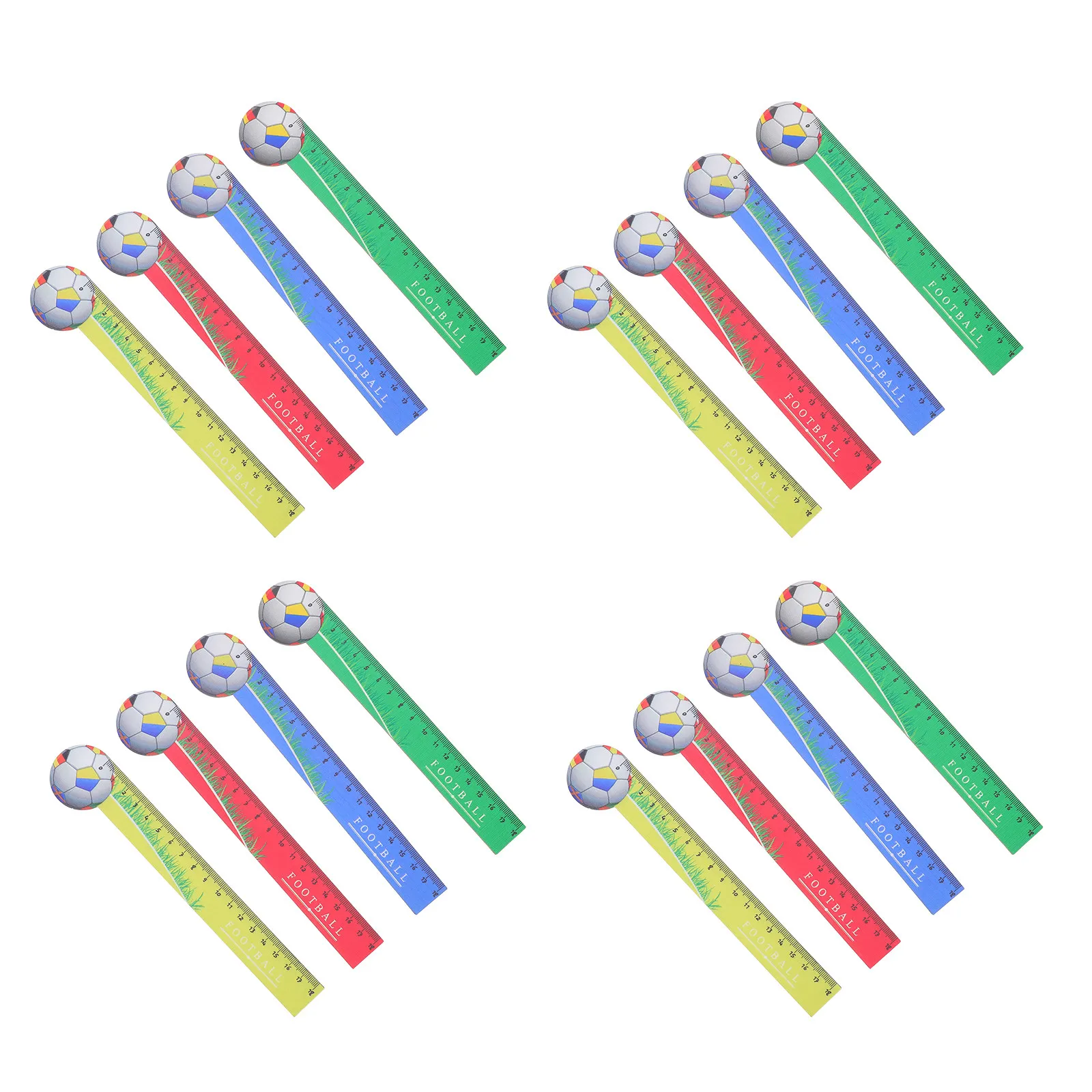 20Pcs Cartoon Soccer Wooden Rulers 18Cm Football Pattern School Supplies Party Favor Student Prize Study Drawing Tool