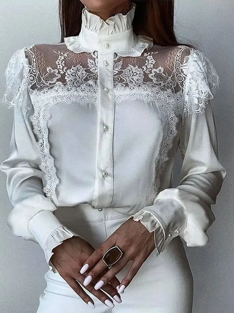 

Женский высокий воротник Me Lace irt, повседневный облегающий длинный све, однотонный дизайн, китайский бренд, летняя мода