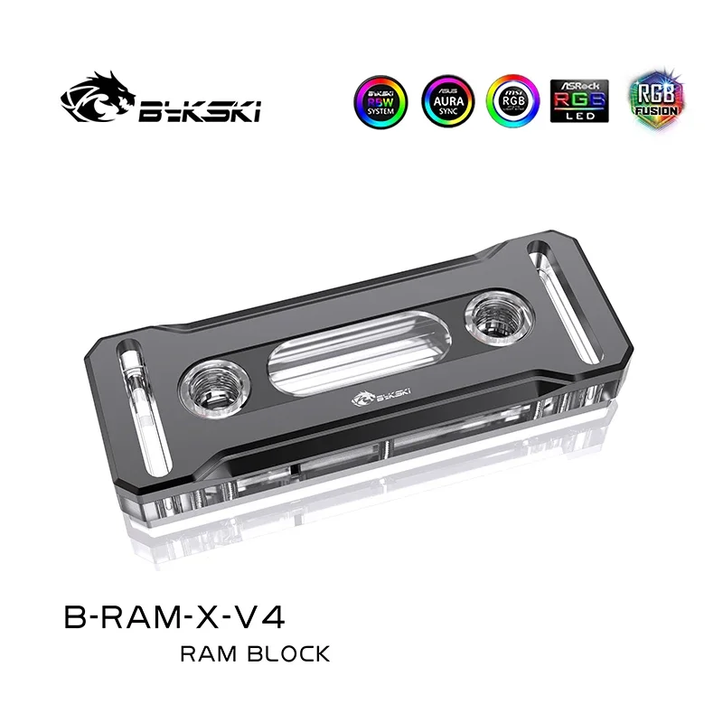 Bykski bloco de água de memória de cobre RGB, suporte 2/4 canais RAM Cooler Radiador de resfriamento líquido, 5V/12V SYNC, B-RAM-X-V4