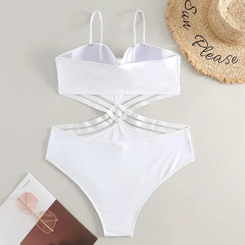 2024 Push Up Swimsuit One Piece Sexy Monokini Solid Swimwear Women Bathers Bathing Swimming Swim Suit Female Summer Beachwear