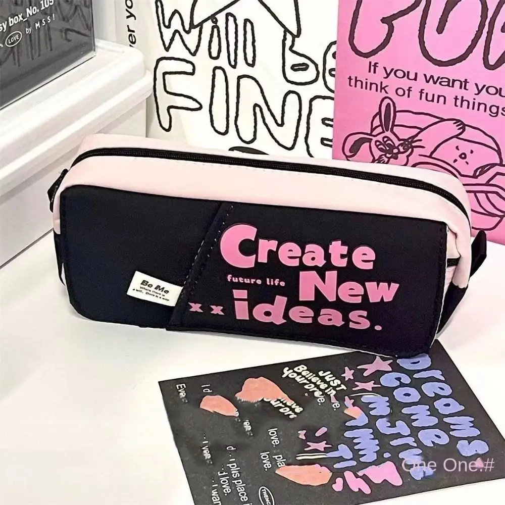 

Large Capacity Candy Colored Pencil Bag Dopamine Retro Graffiti Stationery Storage Bag Canvas Fashion Pencil Case