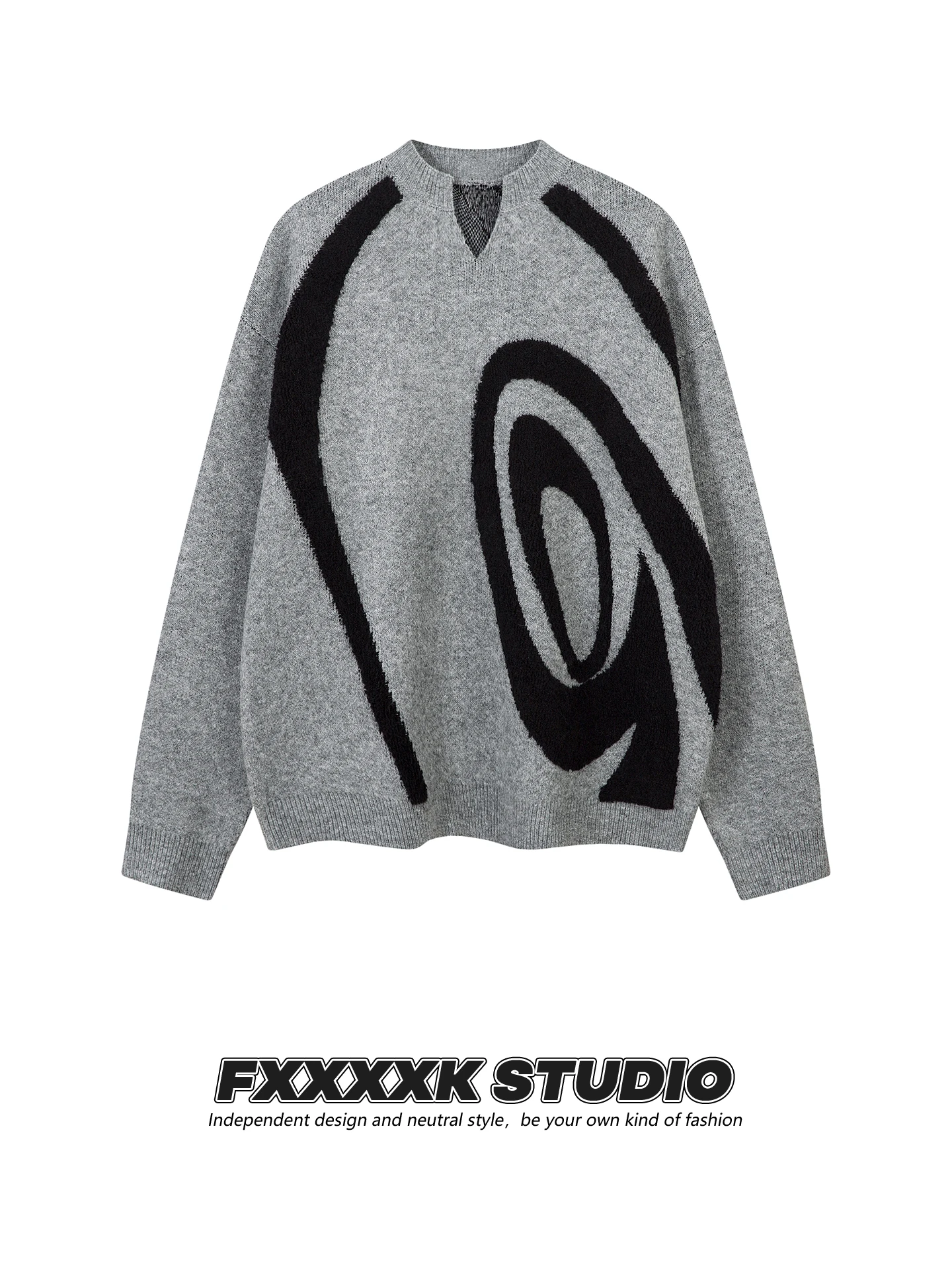 

Loose Fit Knitted Sweater Couple Matching Abstract fiti Embroidery Small V-Ne Casual Comfortable American Sle Streetwear