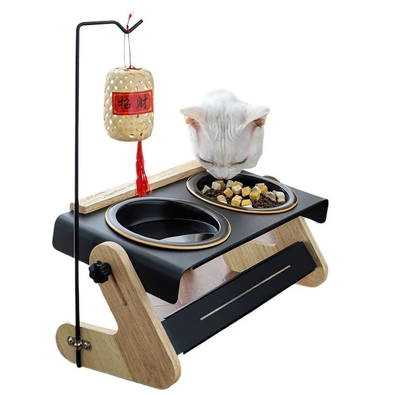 

Chinese Dog Bowl Cat Bowl Enlarged Adjustable Metal Feeder Pet Food Supplies