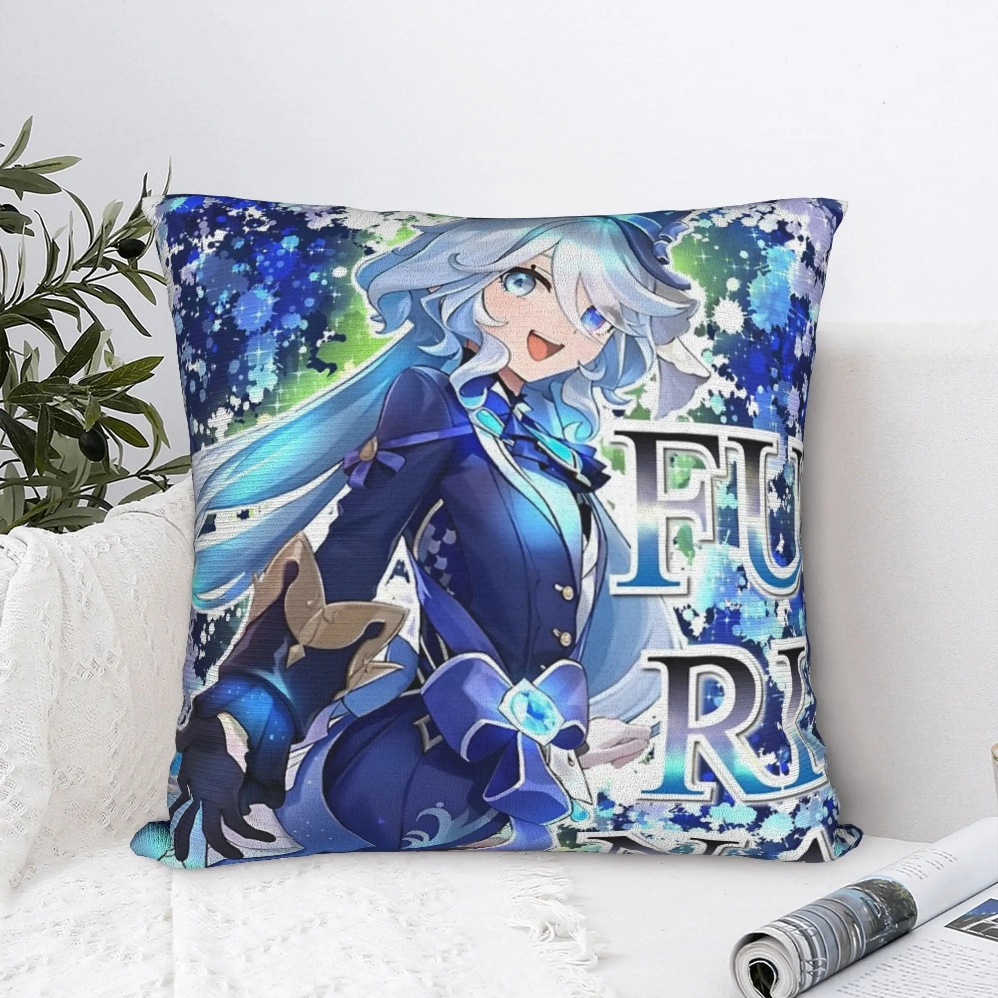 Furina Genshin Impact Waifu Pillowcase Double-sided Printing Polyester Cushion Cover Decoration  Pillow Case Cover Car Square