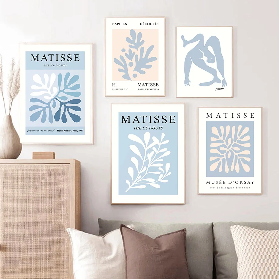 Blaue Blumen-Seestern-Wandkunst, Pflanzen-Korallen-Dekorative Ästhetik, Leinwanddrucke, Poster, Abstrakte Bilder für Wohnzimmer