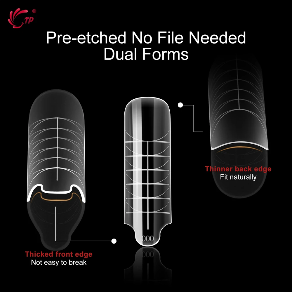 TP 150pcs Dual Forms Nails Widen Quick Building UV Gel Mold Full Cover Nail Extension Forms Acrylic Top Forms for Poly Nail Gel