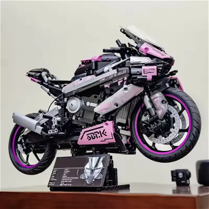 

Future technology sense electric motorcycle building block - high difficulty mechanical group dynamic mosaic model