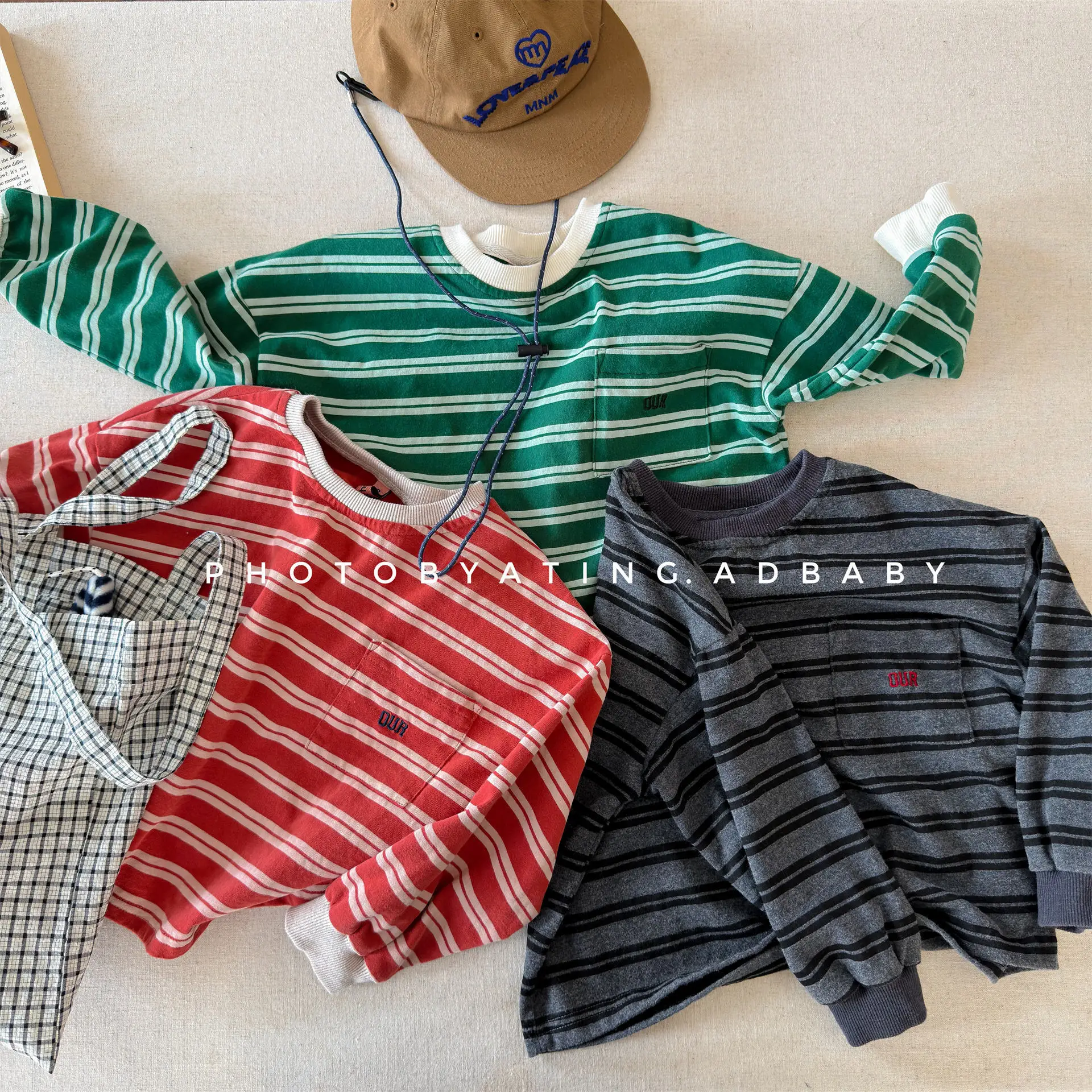 deer jonmi 2026 New Spring Baby Boys Striped T-shirts Long Sleeve Pullovers Tops Korean Style Children Casual Tees