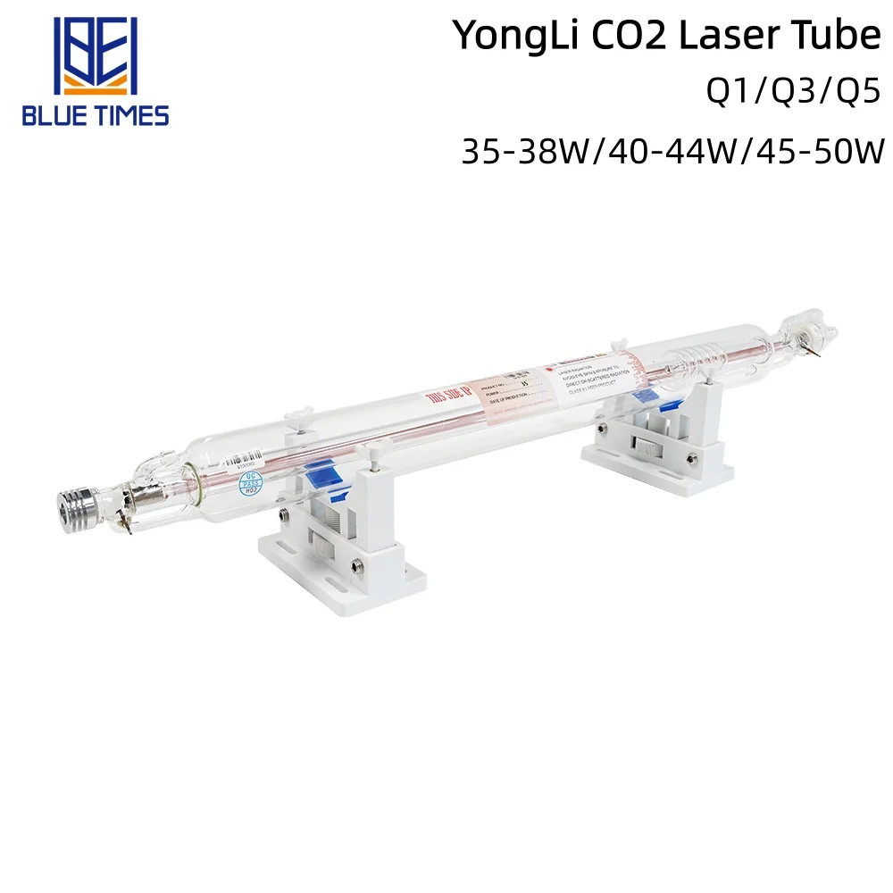 Bluetimes YongLi CO2 Laser Tube Q1/Q3/Q5 35-50W Dia 50mm Glass Laser Lamp 720/800/850mm for Co2 Laser Engraving Cutting Machine