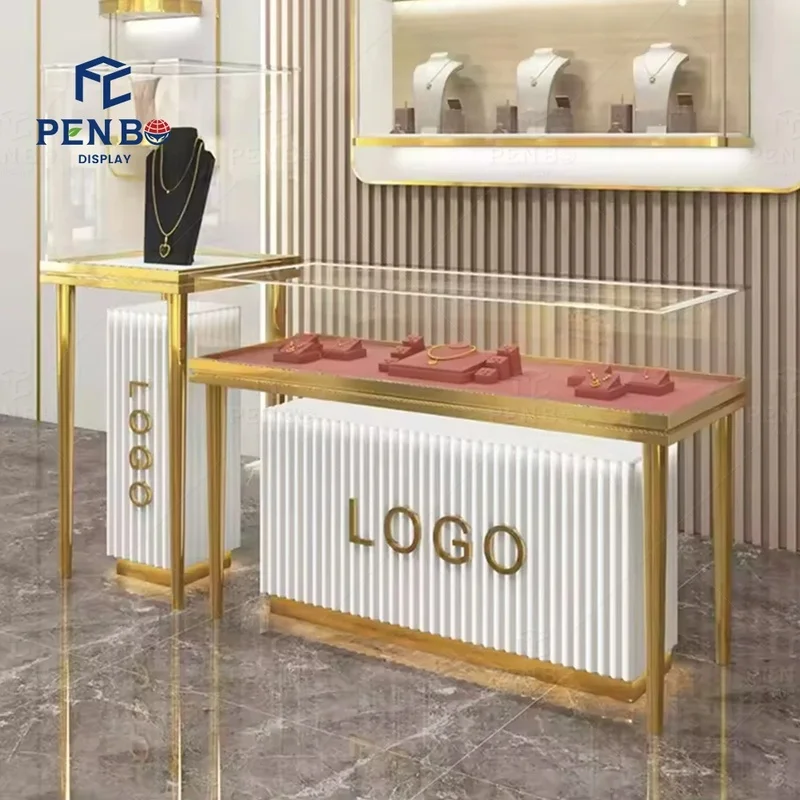 custom.High-end Luxury Boutique Display Cabinet Aluminium Glass Counter Jewelry Showcase Jewellery Shop