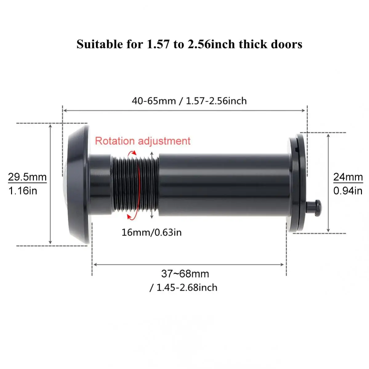 16mm 200Degree Door Viewer HD Glass Lens Wide Angle Security Door Peephole with Drill Bit Set for Doors 1.57-2.56inch Thickness