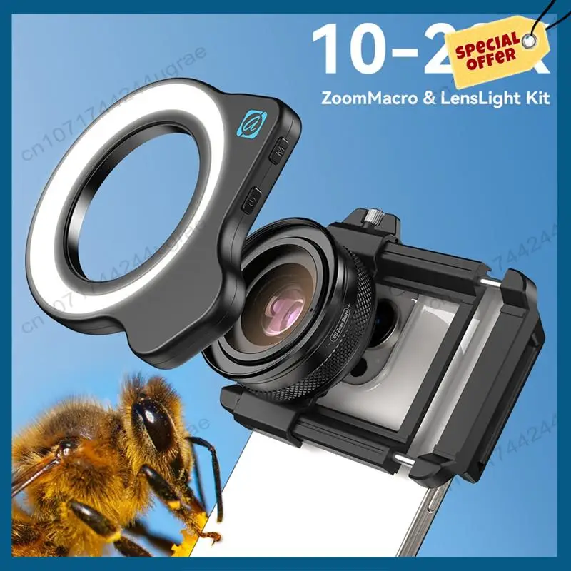 -A15I 10-20X Zoom Macro Lens With LED Fill Light Universal Clamp HD Camera Lens Kit For Iphone Smartphones