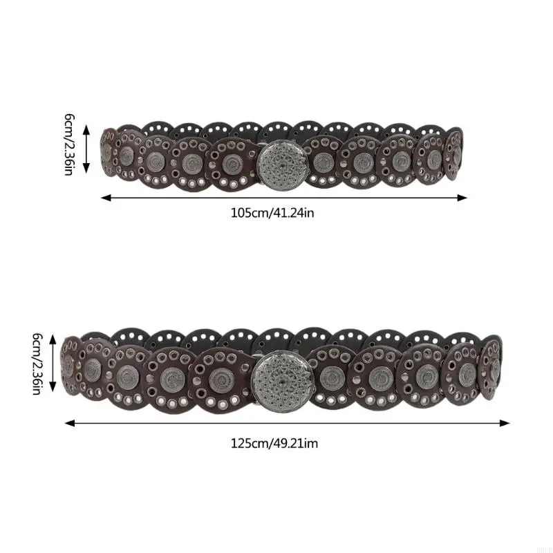 D0UB Unissex Chaist Chaist Punk Grommet Belt for Women Proms Club Party Diário