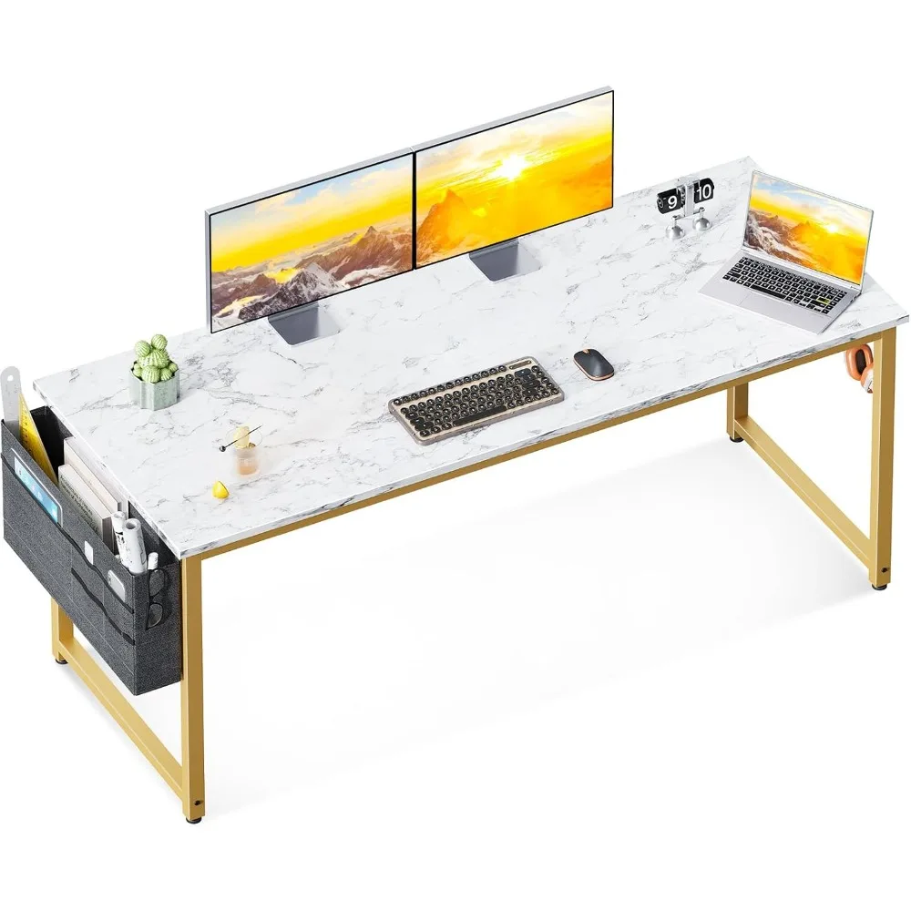 Computer Desk Large Office Desk, 63 Inch Writing Desk with Storage, Modern PC Desk Work Table with Headphone Hook