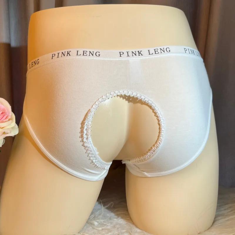 Men Sexy Underwear Open Crotch Tight Panties Backless Breathable Briefs Crossdressing Sissy Lingerie Low Rise T-Back Briefs
