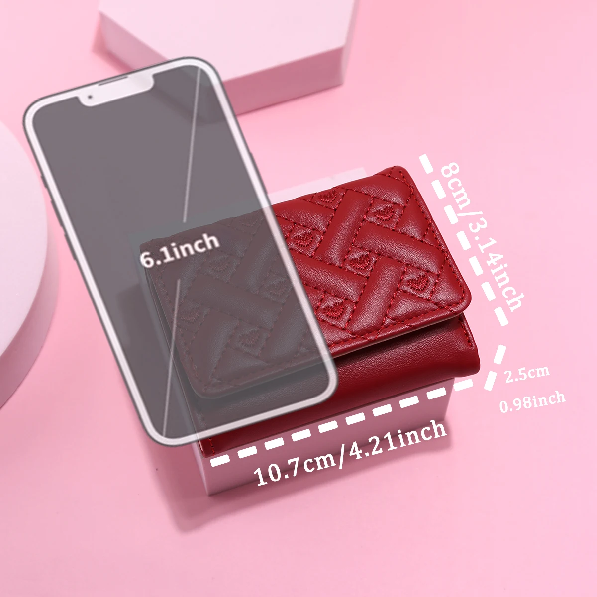 محفظة نسائية قصيرة قابلة للطي جديدة مع وضع بطاقات متعددة مطرزة بالحب، خفيفة الوزن