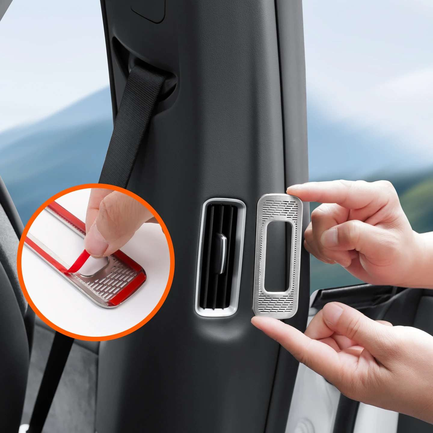 For Tesla 6 Seats Model Y L Second Row Air Vents Protection Cover B-pillar C-pillar Air Conditioning Port Decoration Modificatio