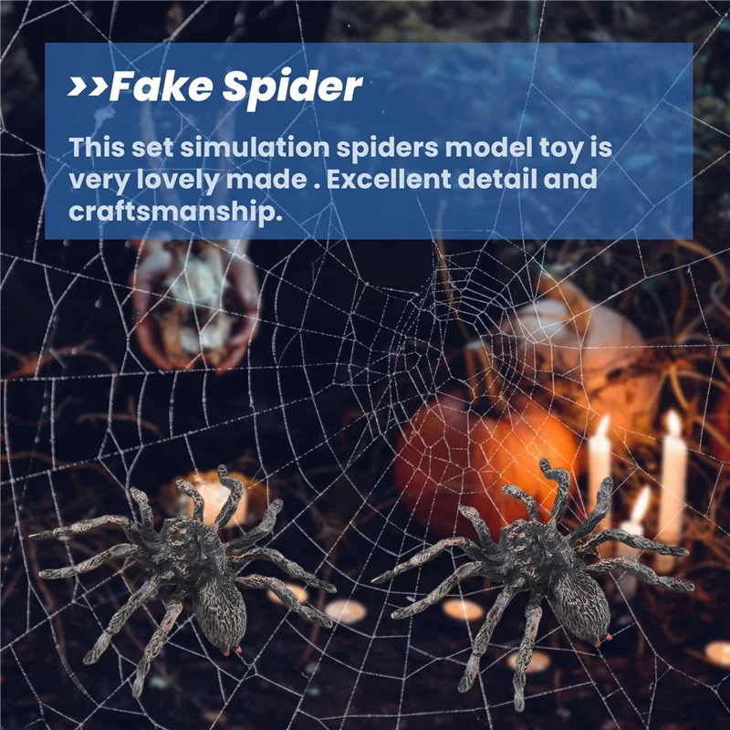 AEA9-2Pcs 9.5Cm Large Fake Realistic Spider Insect Model Toy Fun Halloween Scary Prop