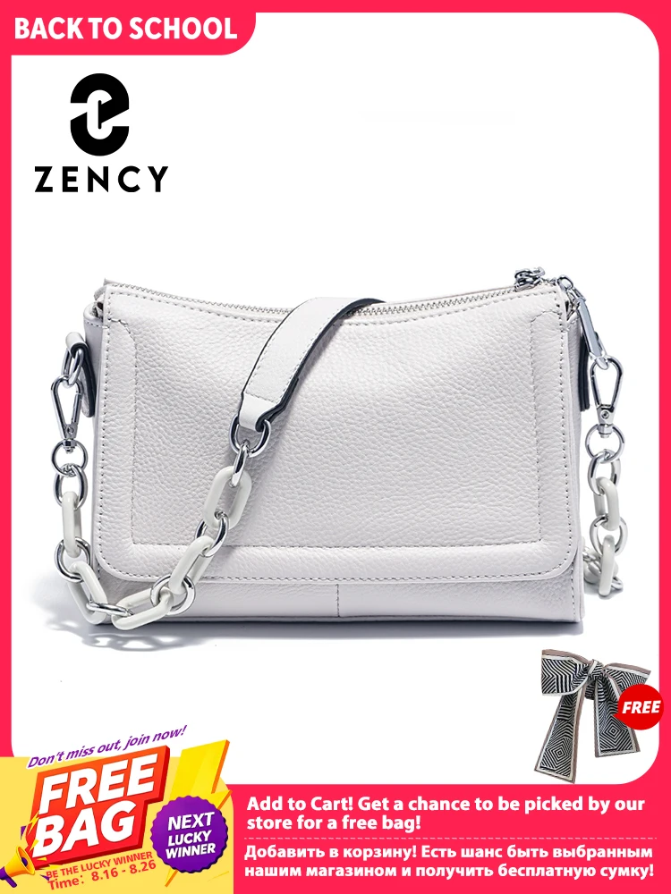 Zency Acryl-Ketten-Handtasche aus weichem Leder mit Tragegriff, luxuriöse kleine Unterarm-Umhängetasche für Damen, weiß, modische Schultertasche