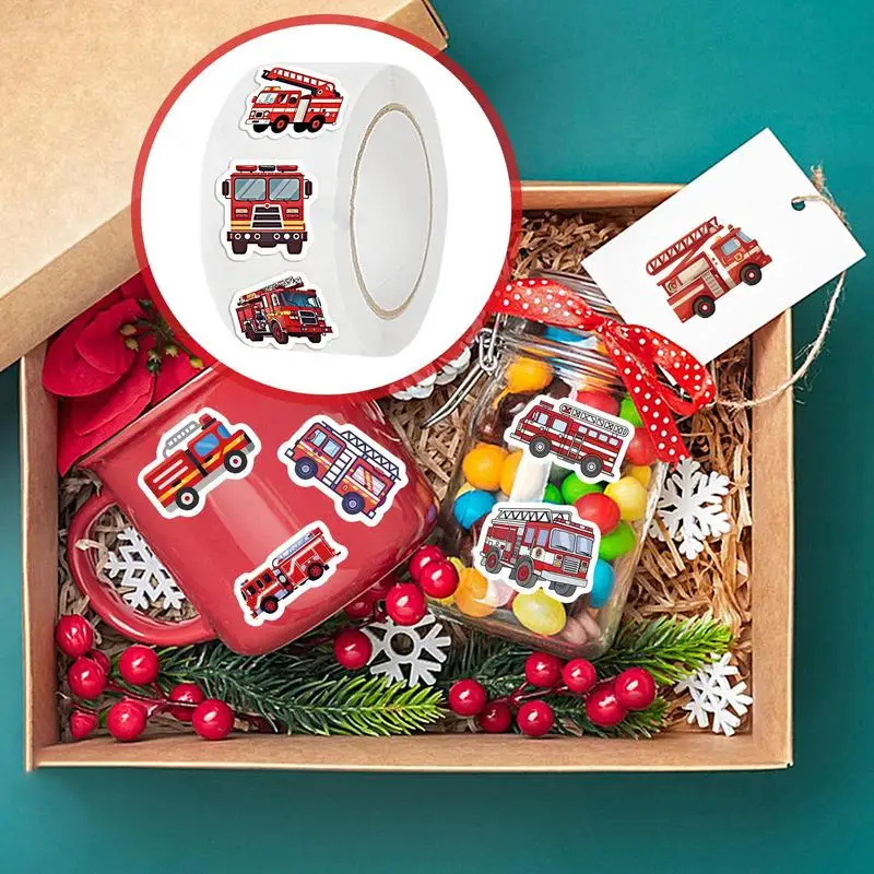 Naklejka strażacka 500X Samoprzylepne wodoodporne naklejki budowlane Kreskówkowe dekoracje urodzinowe dla dzieci Torby na prezenty