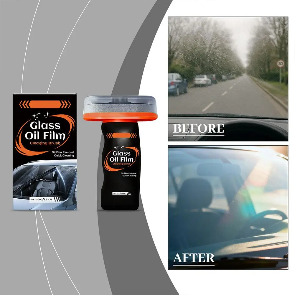 Car Glass Oil Film Removal Cleaning Brush Auto Windshield Window Glass Polishing Degreaser Coating Cleaner with Sponge Head